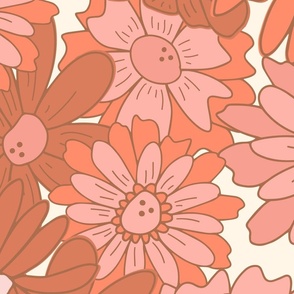 Jumbo Retro 70s Floral in shades of pink