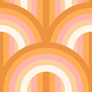 Jumbo Retro Rainbow Scallop Arches - pink & orange