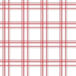 Canadiana Red and White Simple Plaid II with Bright Red Lines and a White Background
