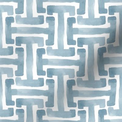 watercolor greek key | gray blue