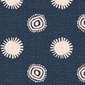 Cheery Sunshine Blush on Navy Linen - XL