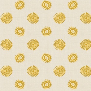 Cheery Sunshine Mustard on Beige Linen