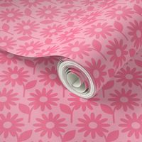 Decor Daisies (Micro MidMod Flamingo) || vintage monochrome floral linens
