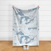 NOAA Great Lakes nautical chart #14500 recolored, 48x36" - fits one yard of wider fabrics