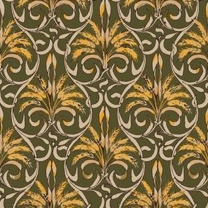 Victorian Harvest Damask - 1810 small - Dark Olive