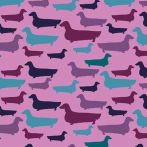 Pink Dachshund Fabric, Wallpaper and Home Decor