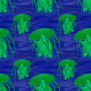 Jellyfish in green