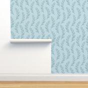 Whispering Leaves - Soft Teal Botanical Illustration - Chic Minimalist Plant Pattern for Modern Home Textiles & Fashion