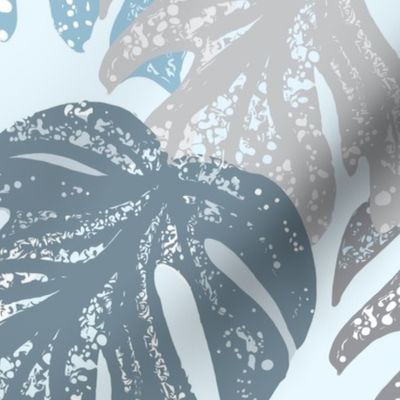 Light Blue Monochrome Monstera Pattern