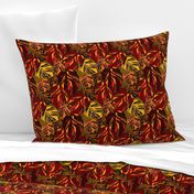 Yellow, Red Monstera Leaf Repeat Pattern