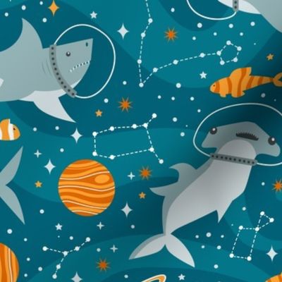 Space Sharks - Blue + Orange 