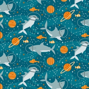 Space Sharks - Blue + Orange 
