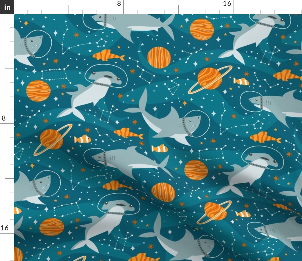 Space Sharks - Blue + Orange 