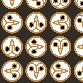 Geometric Pattern: Barn Owl: Round Dark (large version)