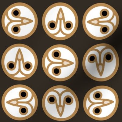 Geometric Pattern: Barn Owl: Round Dark (standard version)