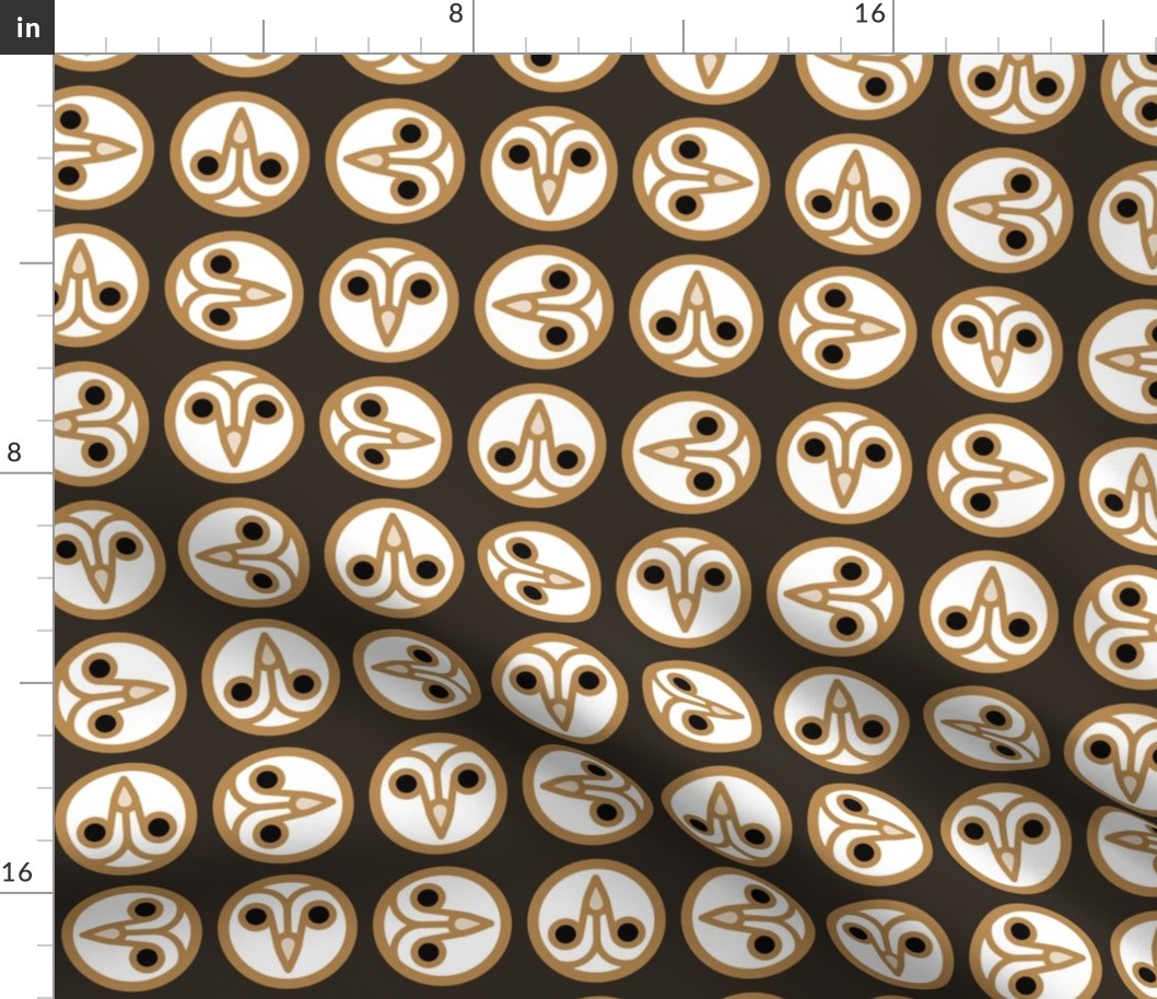 Geometric Pattern: Barn Owl: Round Dark (standard version)