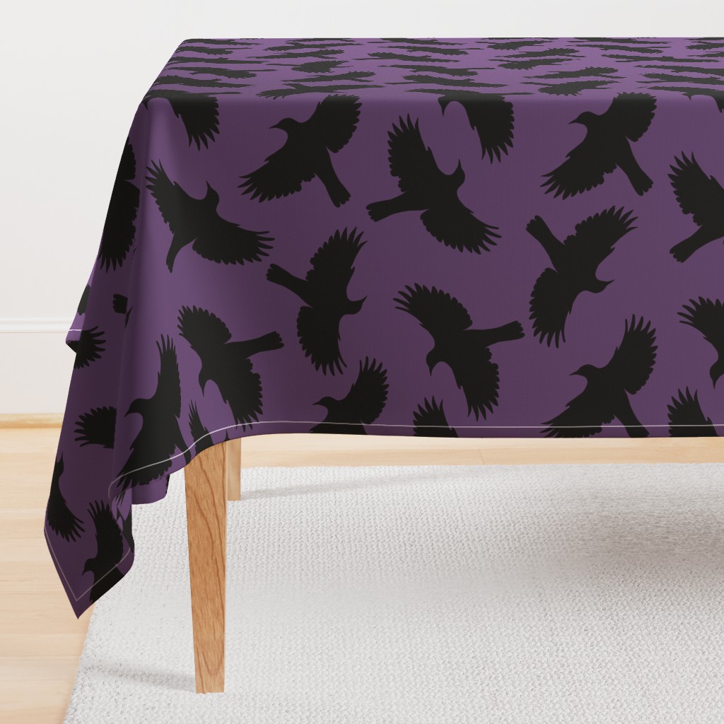 Flying bird - black on plum - large 