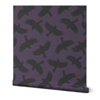 Flying bird - black on plum - large 