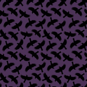 Flying bird - black on plum -  small