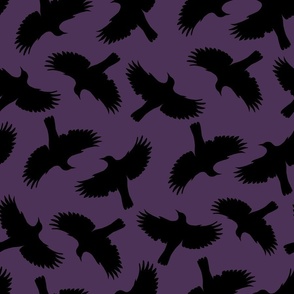 Flying bird - black on plum - medium 