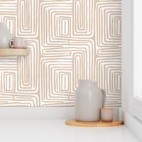 Abstract Contemporary Lines in Beige - Modern Aztec