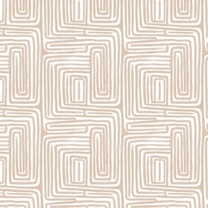 Abstract Contemporary Lines in Beige - Modern Aztec