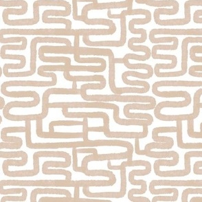 Contemporary abstract Lines in beige with waves 