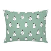 Happy Snowman pattern on light green  - small