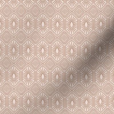 Sunburst Hex Tile - Blush, Small Scale