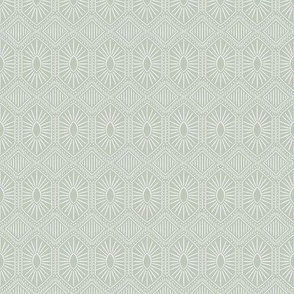 Sunburst Hex Tile - Light Sage, Small Scale