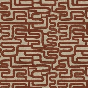 Faux Linen Texture with Abstract and Minimalistic Lines in Tan 