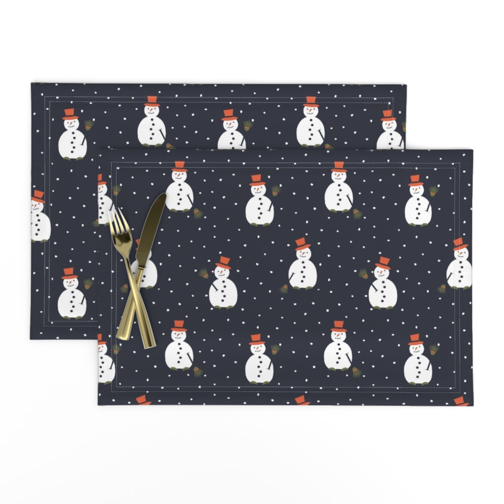 Happy Snowman pattern on darkblue - small