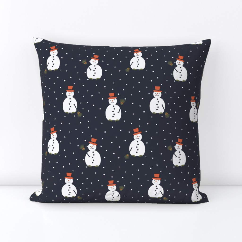 Happy Snowman pattern on darkblue - small