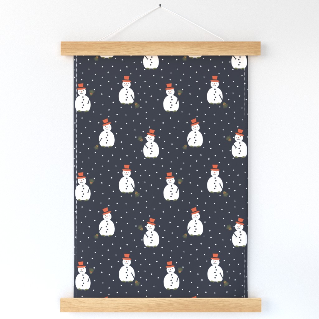 Happy Snowman pattern on darkblue - small