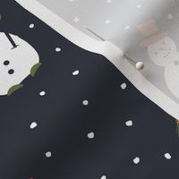 Happy Snowman pattern on darkblue - small