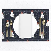 Happy Snowman pattern on darkblue - small