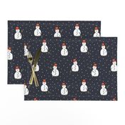 Happy Snowman pattern on darkblue - small