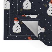 Happy Snowman pattern on darkblue - small