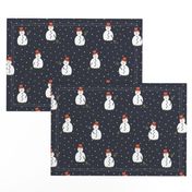 Happy Snowman pattern on darkblue - small