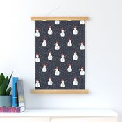 Happy Snowman pattern on darkblue - small