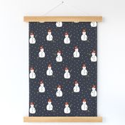 Happy Snowman pattern on darkblue - small