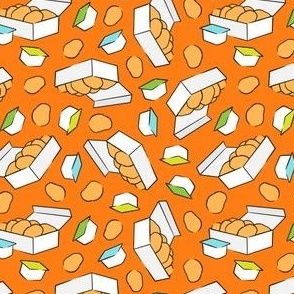 (small scale) Chicken Nuggets - food fabric - orange - LAD22