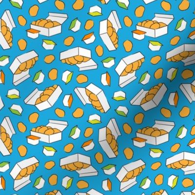 (small scale) Chicken Nuggets - food fabric - blue   - LAD22