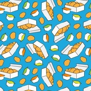 (small scale) Chicken Nuggets - food fabric - blue   - LAD22
