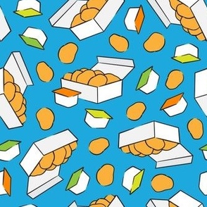 Chicken Nuggets - food fabric - blue  - LAD22