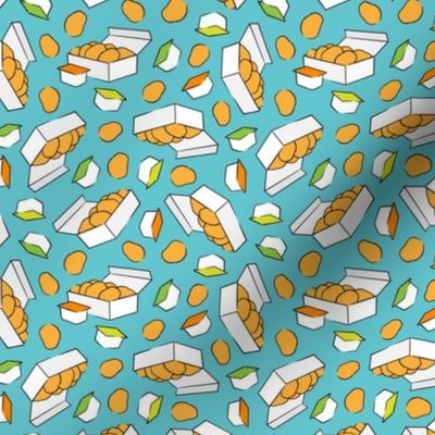 (small scale) Chicken Nuggets - food fabric - teal - LAD22