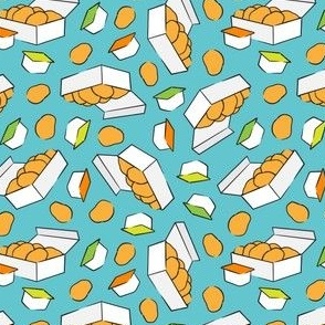 (small scale) Chicken Nuggets - food fabric - teal - LAD22