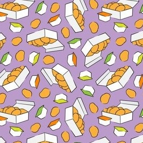(small scale) Chicken Nuggets - food fabric - purple  - LAD22
