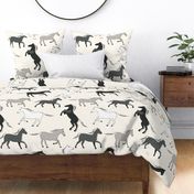 Wild Horses in black and creamy white - large