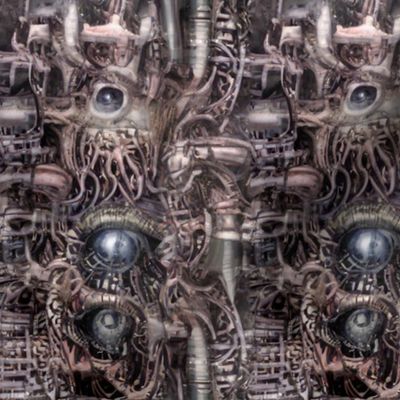 12 biomechanical tentacles Azatoth Cthulhu Mythos inspired eyes eyeballs cables wires brown demons aliens monsters body horror sci-fi science fiction cybernetics futuristic machines Halloween scary horrifying morbid macabre spooky eerie frightening disgus